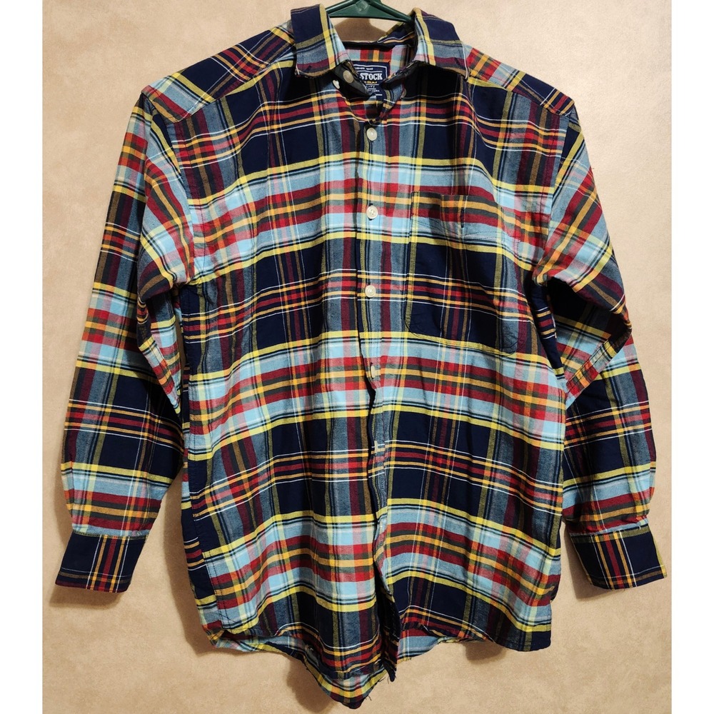 Rough Stock Panhandle Slim Men Large Plaid Button Down Shirt Multi Color Western